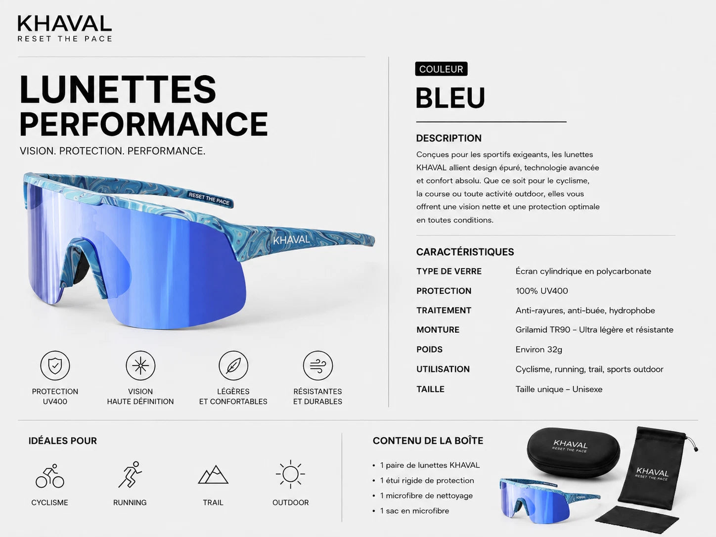 Fiche produit lunettes KHAVAL bleues